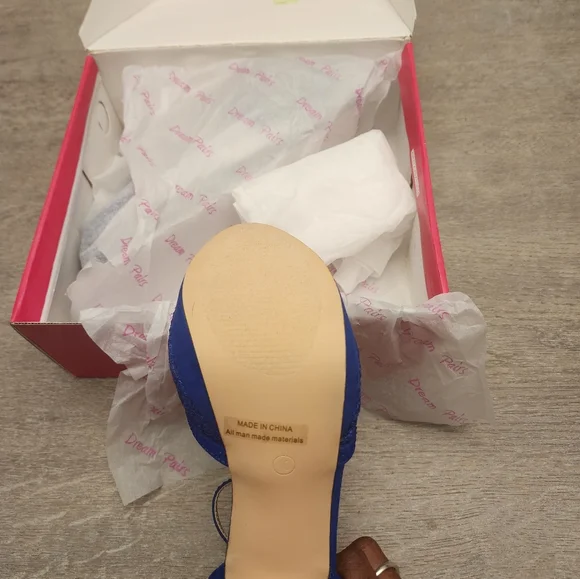 Blue Peep Toe Heels with Sparkle - Picture 10 of 11